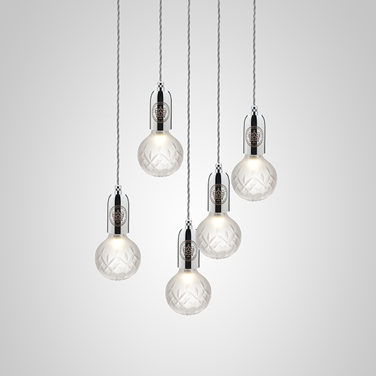 Lighting Frosted Crystal Bulb Chandelier 5 Piece Polished Chrome