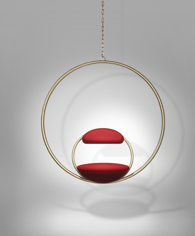 Hanging Hoop Chair Brushed Brass