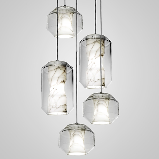 Chamber Chandelier 5 Piece Satin White Ceiling Plate Studio