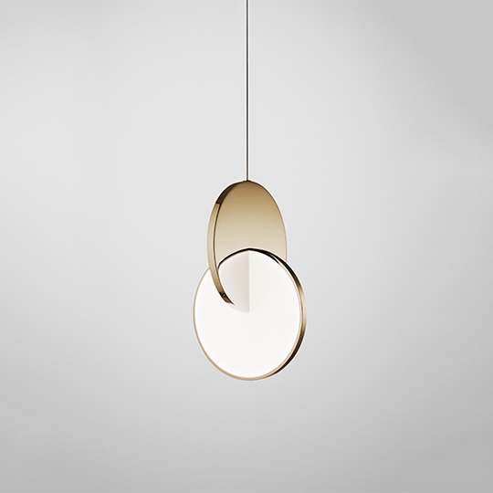 Eclipse Single Pendant Light cut out Gold Square